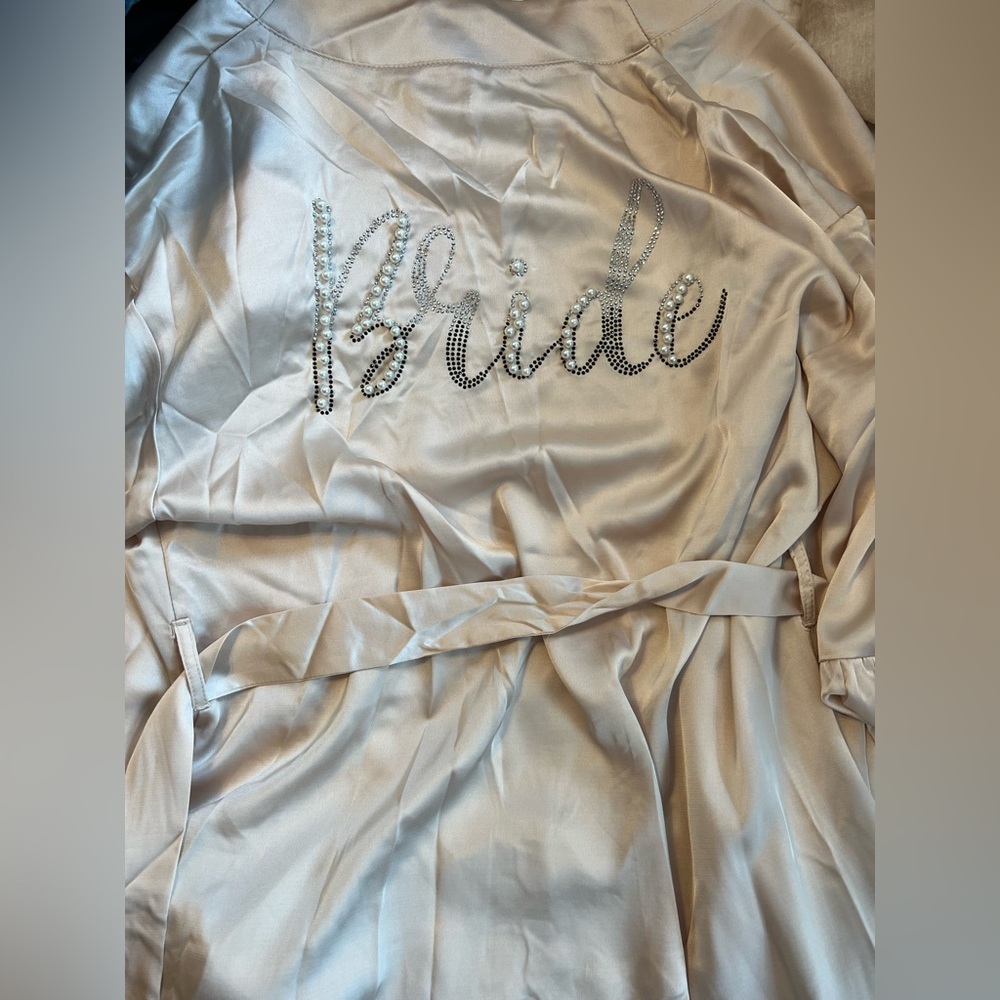 Champagne beaded bride robe
